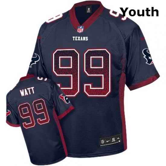 Youth Nike Houston Texans 99 JJ Watt Elite Navy Blue Drift Fashion NFL Jersey